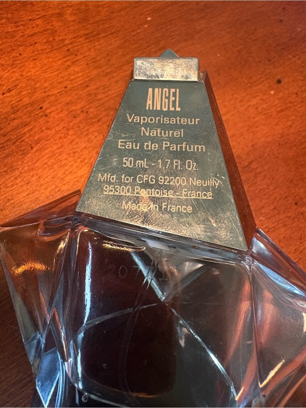 Perfume Angel Eau de Parfum Bottle — Clear Glass with Silver Cap
